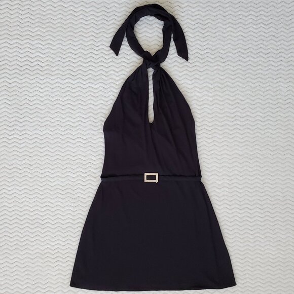 CHRISTIAN DIOR Womens Size 4 Black Cocktail Halter Neck Boutique Dress ITALY - Picture 1 of 15